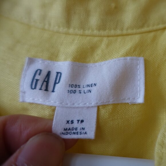 Gap yellow linen popover shirt XS 0 2 - Picture 3 of 9